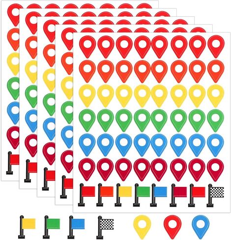 280Pcs Map Stickers, Self Adhesive Peel and Stick Indicator Labels 0.6 Inch Colorful Map Pointer Markers for Travel Planning, Camping Sites, Handmade Projects in Saudi Arabia