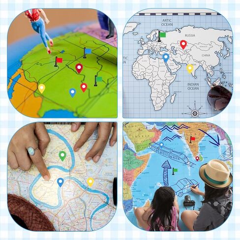 280Pcs Map Stickers, Self Adhesive Peel and Stick Indicator Labels 0.6 Inch Colorful Map Pointer Markers for Travel Planning, Camping Sites, Handmade Projects in Saudi Arabia