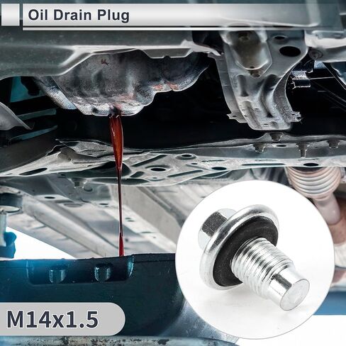 1 Set Universal Oil Drain Plug Anti Leakage 1.34" Height Oil Pan Drain Bolt Screw Thread Repair with Gasket Silver Tone Steel Aluminum M14x1.5 in Saudi Arabia