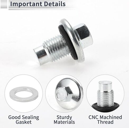 1 Set Universal Oil Drain Plug Anti Leakage 1.34" Height Oil Pan Drain Bolt Screw Thread Repair with Gasket Silver Tone Steel Aluminum M14x1.5 in Saudi Arabia