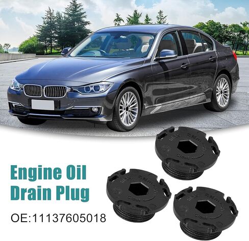 ACROPIX Car Oil Drain Bolt Engine Oil Drain Plug Replacement Fit for BMW 320i - Pack of 3 Black in Saudi Arabia