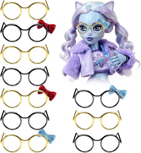 10 Pcs,Doll Glasses,Mini Metal Wire Rim, Tiny Mini Glasses For Dolls, Plush Dolls Accessories,For Doll Costume,Dolls Dress Up(5 Black + 5 Gold) in Saudi Arabia