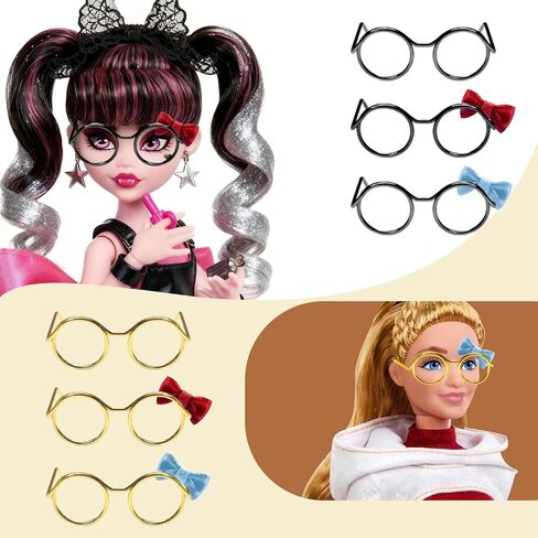10 Pcs,Doll Glasses,Mini Metal Wire Rim, Tiny Mini Glasses For Dolls, Plush Dolls Accessories,For Doll Costume,Dolls Dress Up(5 Black + 5 Gold) in Saudi Arabia