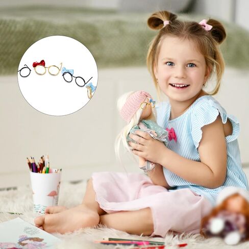 10 Pcs,Doll Glasses,Mini Metal Wire Rim, Tiny Mini Glasses For Dolls, Plush Dolls Accessories,For Doll Costume,Dolls Dress Up(5 Black + 5 Gold) in Saudi Arabia