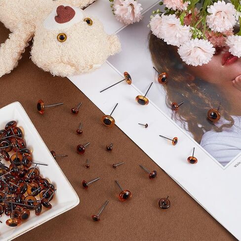 FREEBLOSS 150 Pcs Deep Brown Glass Eyes Kits Needle Felting Eye Mini Glass Amber Eyes Kits Assorted Sizes for Crafts Needle Felting Bears Dolls 0.1~0.47 Inches in Saudi Arabia