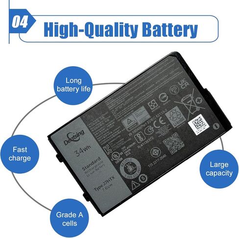 Dentsing 34Wh 4342mAh J7HTX Laptop Battery Replacement for Dell Latitude 7202 7212 7220 Rugged Extreme Tablet Series 02JT7D 2JT7D FH8RW J82G5 VW5Y4 451-BBOR 451-BCCO 451-BCDH 7XNTR in Kuwait