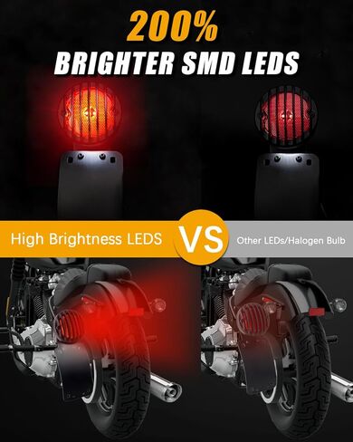 Motorcycle Tail Lights Chopper Side Mount Taillight LED Brake License Plate Light Compatible for Harley Bobber Cafe Racer Cruiser Honda Shadow Yamaha Suzuki Kawasaki(SMD LED) in Saudi Arabia