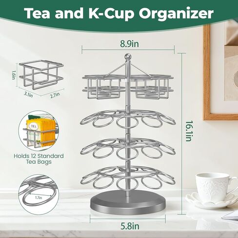 EsLuker.ly Coffee Station Organizer Countertop, Bamboo Extendable Coffee Bar Condiment Accessories Storage, Space-Saving Coffee Tea Supply for Home Office, Kitchen Coffee Area Nook for Coffee Lovers in Kuwait
