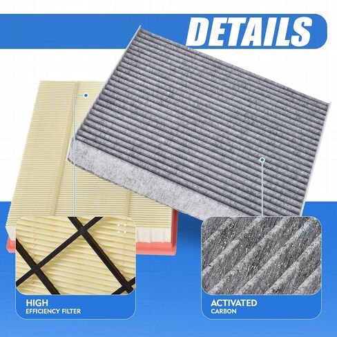 Engine & Cabin Air Filter Set for Ford Edge-2.0L 2.7L(2015-24)3.5L(2015-18);Fusion;for Lincoln Continental-2.7L 3.0L 3.7L(2017-21) Mkx-2.7L 3.7L(2016-18) Mkz Nautilus Replace: CA11480 & DG9Z19N619A in Saudi Arabia