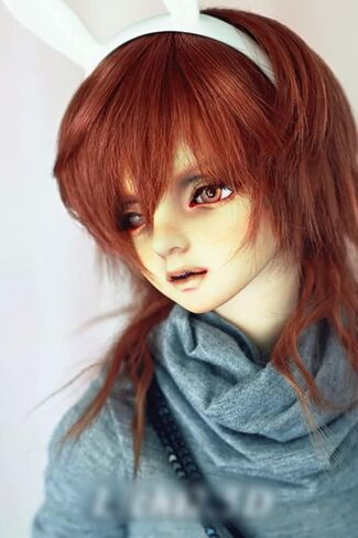 1/4 7-8" 18-20cm Bjd Doll Hair Wig Layer Slim Red Brown Mid Long Curly Only for Adult and Teenager in Saudi Arabia