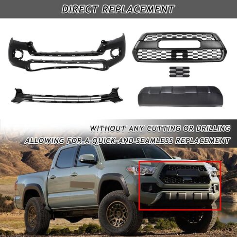 Front Bumper With Upper & Lower Grille + Valance Lower Skid Plate Panel Fit For 2016 2017 2018 2019 2020 Toyota Tacoma Front Body Insert Grille Kit Replacement in Saudi Arabia