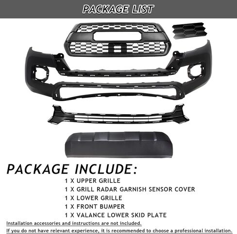 Front Bumper With Upper & Lower Grille + Valance Lower Skid Plate Panel Fit For 2016 2017 2018 2019 2020 Toyota Tacoma Front Body Insert Grille Kit Replacement in Saudi Arabia