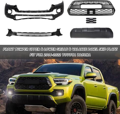 Front Bumper With Upper & Lower Grille + Valance Lower Skid Plate Panel Fit For 2016 2017 2018 2019 2020 Toyota Tacoma Front Body Insert Grille Kit Replacement in Saudi Arabia