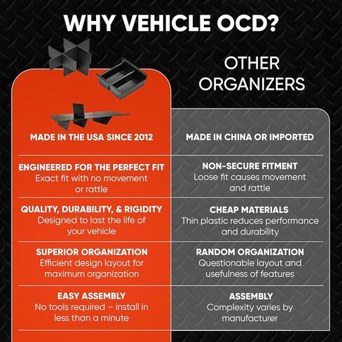 Vehicle OCD - Center Console Organizer for Toyota 4Runner (2003-2009) - Made in USA in Saudi Arabia