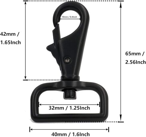 BIKICOCO 1'' Swivel Trigger Tilt & Bump Thumb Knob Bolt Snap Hook Lobster Clasp for Dog Leash Collar, Webbing, Black - Pack of 10 in Kuwait