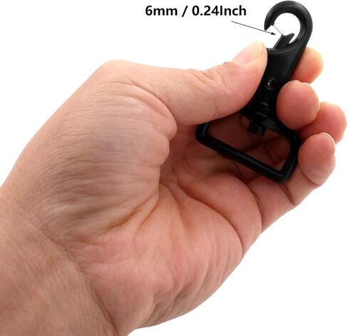 BIKICOCO 1'' Swivel Trigger Tilt & Bump Thumb Knob Bolt Snap Hook Lobster Clasp for Dog Leash Collar, Webbing, Black - Pack of 10 in Kuwait