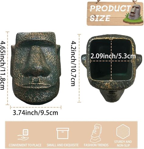 Moai Statue Eyeglass Holder and Pen Holder, Multi-Purpose Pen Holder for Stationery Whimsical Desk Organizer for Office Home Decor Creative Vase Makeup Brush Storage(Antique Bronze) in Saudi Arabia