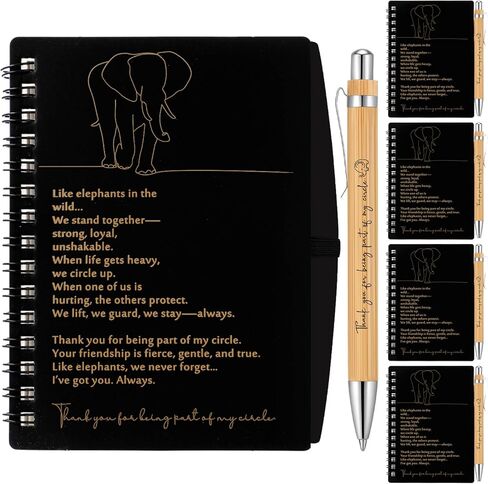Harloon 10 Sets Christmas Elephant Friendship Gift A6 Spiral Notebook with Elephant Bamboo Pen Friendsmas Employee Appreciation Gifts for Sisterhood Best Sister Staff Team Coworker Teachers in Saudi Arabia