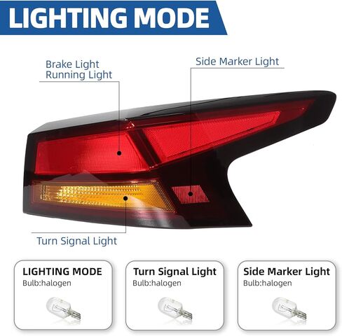 مجموعة مصابيح الذيل Zhaoyang متوافقة مع 2019 2020 2021 2022 Nissan Altima استبدال مصباح الفرامل الخلفي الخارجي مع المصابيح (جانب الركاب الأيمن) in Kuwait