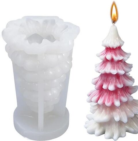 2Pcs 3D Snowflake Christmas Tree Gnome Silicone Mold – Xmas Candle Making Mold for DIY Dwarf Candles, Soap, Resin, Clay & Plaster Crafts – Perfect for Holiday Candle molds in Saudi Arabia