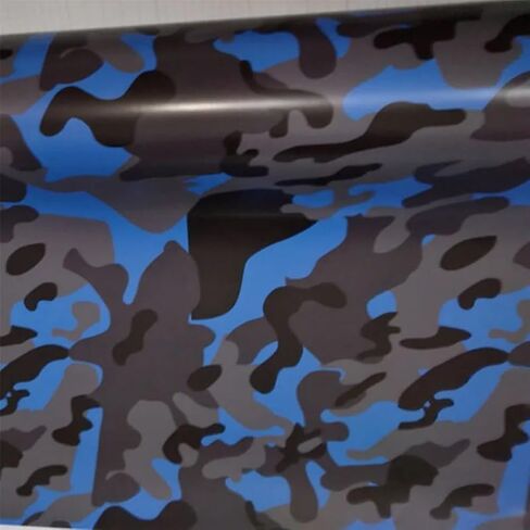 Queenbox 19.7x78.7in Digital Camouflage Car Vinyl Wrap, Self Adhesive DIY Paint Replacement Wrap Roll, Black Blue Camo in Saudi Arabia