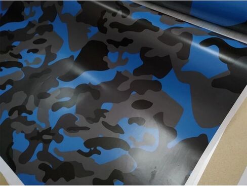 Queenbox 19.7x78.7in Digital Camouflage Car Vinyl Wrap, Self Adhesive DIY Paint Replacement Wrap Roll, Black Blue Camo in Saudi Arabia