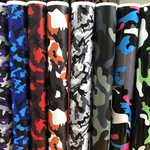 Queenbox 19.7x78.7in Digital Camouflage Car Vinyl Wrap, Self Adhesive DIY Paint Replacement Wrap Roll, Black Blue Camo in Saudi Arabia