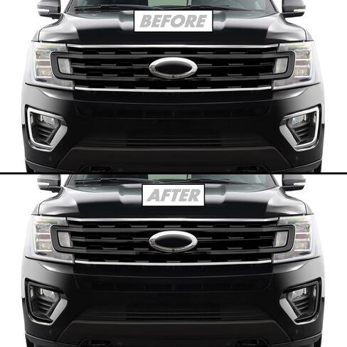 SlickMod كروم حذف تراكب الفينيل المعتم لسيارة Ford Expedition Foglight Trim 2018-2021 (أسود لامع) in Saudi Arabia