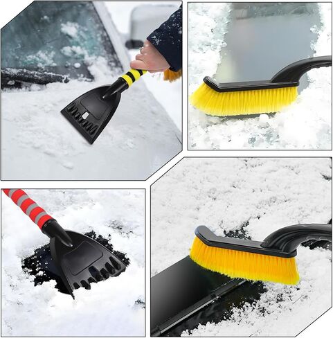 26" Snow Brush & Ice Scraper for Car Windshield Window, 2-in-1 Detachable Snow Removal Scraper, Scratch Free Snow Removal Tool with Ergonomic Foam Grip, Winter Car Accessories (Red) in Saudi Arabia