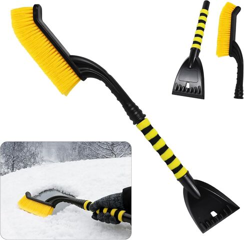 26" Snow Brush & Ice Scraper for Car Windshield Window, 2-in-1 Detachable Snow Removal Scraper, Scratch Free Snow Removal Tool with Ergonomic Foam Grip, Winter Car Accessories (Red) in Saudi Arabia
