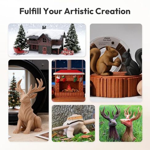 AMOLEN 3D الطباعة خيوط خشبية داكنة قوس قزح لون تغيير الطابعة خيوط PLA 1KG بكرة 1.75 مم 1.75 مم خشب الورد الجاف / الأبنوس / بورجوندي / الجوز 1 كجم / 2.2 رطل تناسب معظم FDM وقلم الطابعة Tigerwood in Kuwait