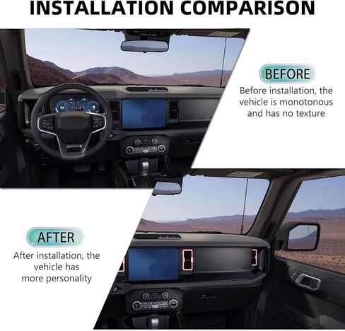 4 قطع غطاء حلقة فتحة تهوية تيار متردد لوحدة التحكم المركزية متوافق مع ملحقات Ford Bronco الداخلية 2021+ فتحة تهوية لمنفذ تكييف الهواء (وردي) in Kuwait