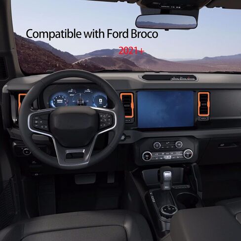 4 قطع غطاء حلقة فتحة تهوية تيار متردد لوحدة التحكم المركزية متوافق مع ملحقات Ford Bronco الداخلية 2021+ فتحة تهوية لمنفذ تكييف الهواء (وردي) in Kuwait