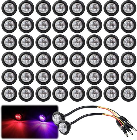 TMH 50 Pcs Dual Color Marker Light of Amber to Blue with Connector Plug - Turn Stop Signal Auxiliary, Side Marker Clearance Bullet Lights for Trailer Truck Pickup RV in Saudi Arabia