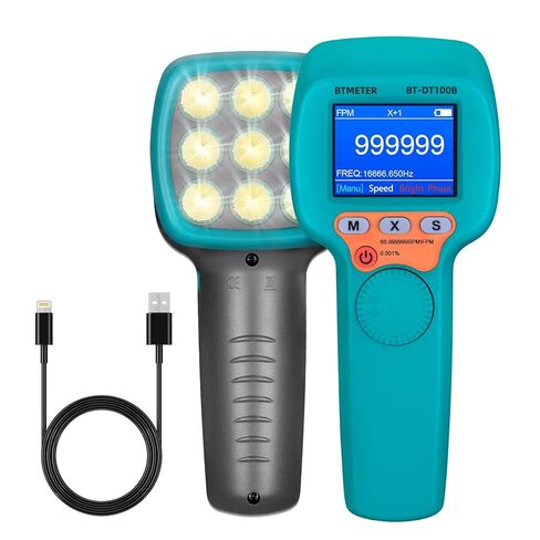 BTMETER Handheld Stroboscope 60~99999 RPM, Digital Strobe Light Tachometer BT-DT10S, Estroboscopio Non Contact Motor Engine Speed Analyzer Measure Hz Velocity w/High Accuracy 0.001% in Kuwait
