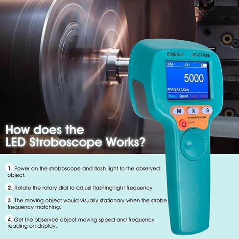 BTMETER Handheld Stroboscope 60~99999 RPM, Digital Strobe Light Tachometer BT-DT10S, Estroboscopio Non Contact Motor Engine Speed Analyzer Measure Hz Velocity w/High Accuracy 0.001% in Kuwait
