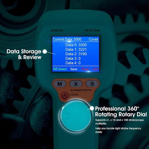 BTMETER Handheld Stroboscope 60~99999 RPM, Digital Strobe Light Tachometer BT-DT10S, Estroboscopio Non Contact Motor Engine Speed Analyzer Measure Hz Velocity w/High Accuracy 0.001% in Kuwait