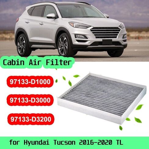 فلتر تكييف هواء السيارة لشركة Hyundai Tucson TL 2016-2019 97133-D1000 97133-D3000 مقصورة هواء السيارة الداخلية مرشحات الهواء استبدال مرشح مدخل تكييف الهواء in Kuwait