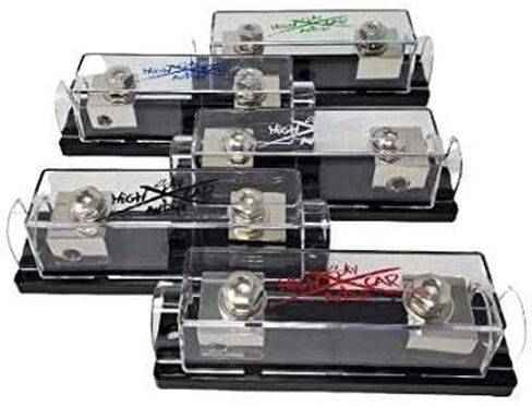 Sky High Car Audio 1/0 Gauge Set Screw ANL Fuse Holder Nickel Plated W/Fuses (Red, 100A Fuse) in Saudi Arabia