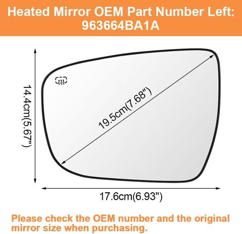 Senzeal Driver Side Heated Mirror Glass Replacement for Nissan Rogue 2014-2019 Nissan Murano 2015-2023 Nissan Pathfinder 2017-2019 963664BA1A (Left Side) in Saudi Arabia