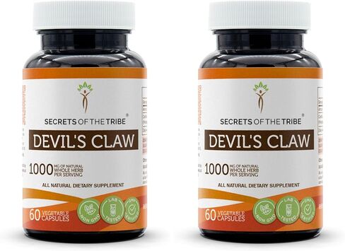 Secrets of the Tribe Devil's Claw 120 Capsules(2 pcs.), 1000 mg, Devil's Claw (Harpagophytum Procumbens) Dried Root (2x120 Capsules) in Saudi Arabia