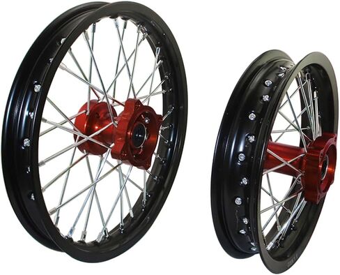 CNC Hub Wheel Rim Front 1.40x14" Rear 1.85x12" For Pit Dirt Bike (Red) in Saudi Arabia