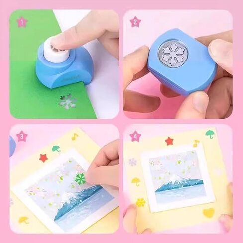 DIY Puncher Craft Set, New Creative Kids Craft Hole Punch Shapes Set, Hole Punch for Kids, Shape Cutters for Crafts, Leaf, Butterfly, Star Heart Flower Punch DIY Projects in Saudi Arabia