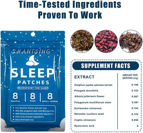 مكملات رقع النوم للبالغين، رقع دعم مساعدة النوم Jat Lag مع 420 نقطة، تنطبق على Yintang، Anmian Acupoint، تستخدم بشكل مستمر لمدة أربعة أسابيع على الأقل، مكونات عشبية طبيعية، 8 قطع in Saudi Arabia