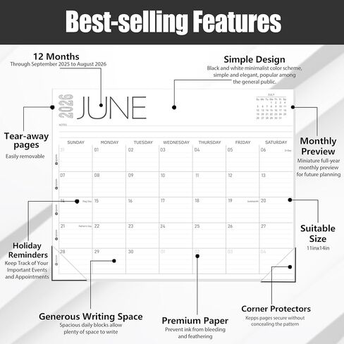 GuassLee Desk Calendar 2025, 12-Month Desk Calendar from Sept. 2025 to Aug. 2026, 14" X 11" Monthly Desk Planner, Table Desk Top Calendar with Thick Paper for Office Home Planning & Organizing in Saudi Arabia