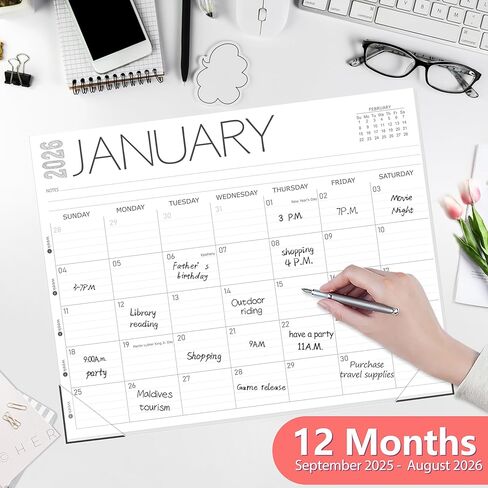 GuassLee Desk Calendar 2025, 12-Month Desk Calendar from Sept. 2025 to Aug. 2026, 14" X 11" Monthly Desk Planner, Table Desk Top Calendar with Thick Paper for Office Home Planning & Organizing in Saudi Arabia