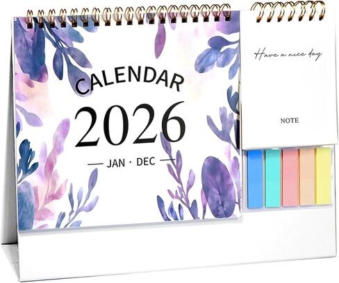 Small Desk Calendar 2026, Standing Desktop Calendar 12 Months(Jan. 2026 - Dec. 2026), 2 in 1 Flip Calender with Sticky Note & Memo Pages, 9"x10", Thick Paper Floral Calendar for Home School and Office (Green) in Saudi Arabia