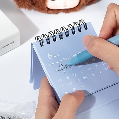 Mini Desk Calendar 2026-2027, January 2026 until July 2027, Small Desk Calendar Standing Flip Monthly Calendar Twin-Wire Binding with Stickers for Home Office School (Black) in Saudi Arabia