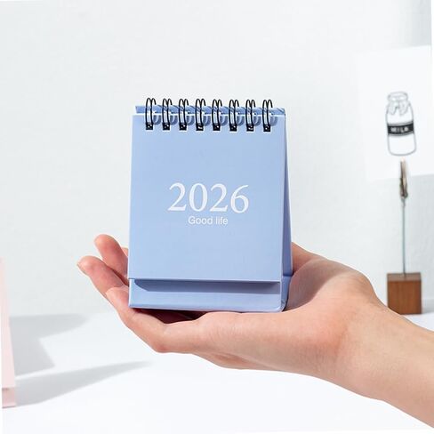 Mini Desk Calendar 2026-2027, January 2026 until July 2027, Small Desk Calendar Standing Flip Monthly Calendar Twin-Wire Binding with Stickers for Home Office School (Black) in Saudi Arabia