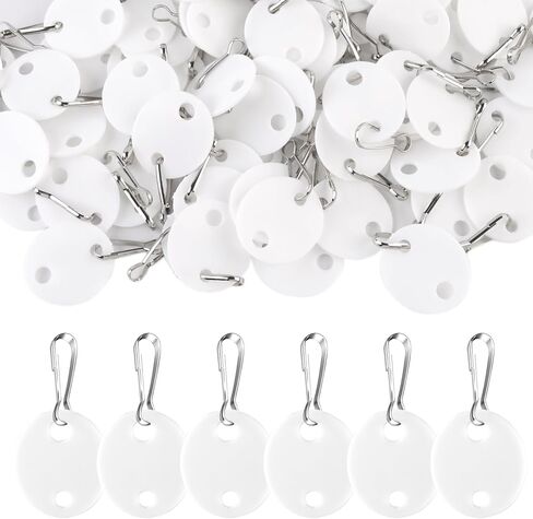 60 Pcs Plastic 1 Inch Key Tags with Metal Snap Hooks | Double-Sided Writable White Labels for Home & Office Organization in Saudi Arabia
